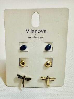 3 Pair Stud Earring Set